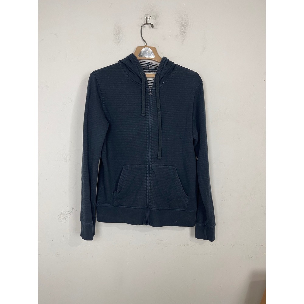 Pact Organic Mens XL Full Zip Hoodie Charcoal‎ Black Striped Lining RN128480